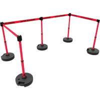 PLUS Barrier Post Set X5, Plastic, 42" H, Red Tape, 15' Tape Length Groupe Belzile Dickner