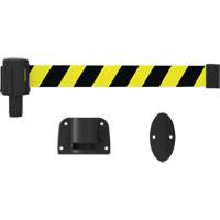 PLUS Wall Mount Barrier System, Plastic, Screw Mount, 15', Black and Yellow Tape Groupe Belzile Dickner