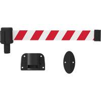 PLUS Wall Mount Barrier System, Plastic, Screw Mount, 15', Red and White Tape Groupe Belzile Dickner