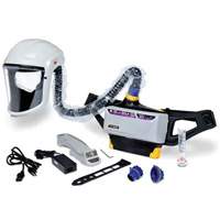 Trousse d'ensemble respirateur d'&eacute;puration d'air propuls&eacute; pour peintre Versaflo, Capuchon & visi&egrave;re, Pile Lithium-ion Groupe Belzile Dickner