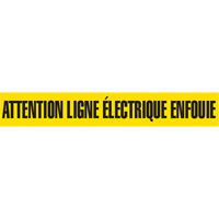 Ruban pour barricade "Attention Ligne Électrique Enfouie", Français, 3" la x 1000' lo, Noir sur jaune SGQ360 | Dickner Inc