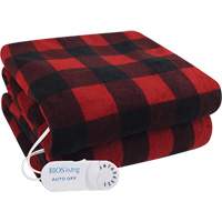 Couverture chauffante électrique en tartan rouge et noir, Polyester SGX709 | Dickner Inc