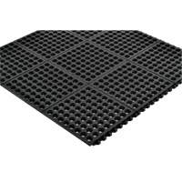 Tapis antifatigue &agrave; imbrication Cushion-Ease 550, &agrave; fentes, 3' x 3' x 3/4", Noir, Caoutchouc Groupe Belzile Dickner