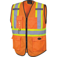 6958 Zipper Front Safety Vest, High Visibility Orange, Small, Polyester Groupe Belzile Dickner