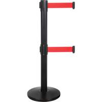 Dual Belt Crowd Control Barrier, Steel, 35" H, Red Tape, 7' Tape Length Groupe Belzile Dickner