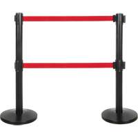 Dual Belt Crowd Control Barrier, Steel, 35" H, Red Tape, 7' Tape Length Groupe Belzile Dickner