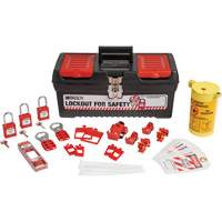 Electrical Lockout Tagout Kit with Nylon Safety Lockout Padlocks in Toolbox, Electrical Kit, 33 Components Groupe Belzile Dickner