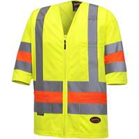 6019 Short-Sleeved Quebec Traffic Control Shirt, Polyester, X-Small, High Visibility Lime-Yellow Groupe Belzile Dickner