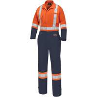 5514WBB Women's 2-Tone Safety Coveralls, X-Small, High Visibility Orange/Navy Blue Groupe Belzile Dickner