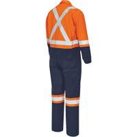7702BB FR-Tech&reg; 2-Tone Safety Coverall, Size 36, Navy Blue/Orange, 10 cal/cm² Groupe Belzile Dickner