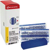 Fabric Blue Detectable Bandages, Rectangular/Square, 1", Fabric Metal Detectable, Sterile Groupe Belzile Dickner