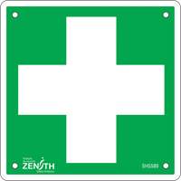 Enseigne premiers soins, 6" x 6", Aluminium, Pictogramme Groupe Belzile Dickner