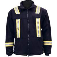 Flame Resistant Striped Full Zip Fleece Jacket, Small, Navy Blue SHG734 | Dickner Inc