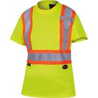 6949 Women's Bird's-Eye Safety T-Shirt, Polyester, X-Small, High Visibility Lime-Yellow Groupe Belzile Dickner