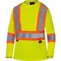 6969 Women's Bird's-Eye Long-Sleeved Safety Shirt, Polyester, X-Small, High Visibility Lime-Yellow Groupe Belzile Dickner