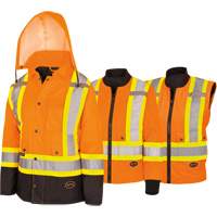 5020BBW Women's  7-in-1 Waterproof Jacket with Hood, Polyester/Polyurethane, High Visibility Orange, X-Small Groupe Belzile Dickner