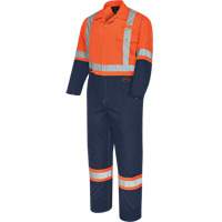 5514BBT 2-Tone Safety Coveralls with Zipper Closure, 40 (Tall), High Visibility Orange/Navy Blue Groupe Belzile Dickner