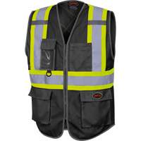 6959BK Tricot High-Visibility Safety Vest with Zipper Closure, Black, X-Small, Polyester Groupe Belzile Dickner