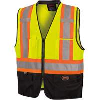 6895 High-Visibility Zip Front Bi-Colour Safety Vest, Black/High Visibility Lime-Yellow, 2X-Large/3X-Large, Polyester Groupe Belzile Dickner