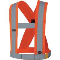 Bretelles ajustables de sécurité haute visibilité de 4" de largeur, CSA Z96 classe 1, Orange haute visibilité, Couleur réfléchissante Argent, Taille unique SHI029 | Dickner Inc
