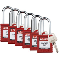Velocity Lockout Padlocks, Red, Keyed Different, Nylon, 1-1/2" Width Groupe Belzile Dickner