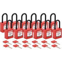 Velocity Lockout Padlocks, Red, Keyed Different, Nylon, 1-1/2" Width Groupe Belzile Dickner