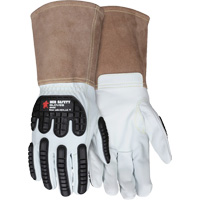 Leather Welding Work Gloves, Medium, Goatskin Palm, Gauntlet Cuff SHJ534 | Dickner Inc