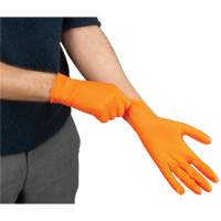 Heavyweight Tactile Grip Examination Gloves, Small, Nitrile, 8-mil, Powder-Free, Orange Groupe Belzile Dickner