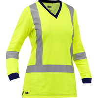 Bisley&reg; Women's X-Back Long Sleeve Shirt, Poly-Cotton, Small, High Visibility Lime-Yellow Groupe Belzile Dickner