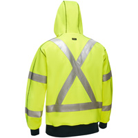 Coton ouat&eacute; doubl&eacute; de sherpa avec capuchon &agrave; fermeture &eacute;clair compl&egrave;te et X au dos Bisley, Petit, Jaune lime haute visibilit&eacute; Groupe Belzile Dickner