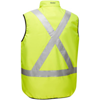 Bisley&reg; X-Back Reversible Puffer Vest, High Visibility Lime-Yellow, Small, Polyester Groupe Belzile Dickner