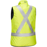 Bisley&reg; X-Back Women's Contoured Reversible Puffer Vest, High Visibility Lime-Yellow, Small, Polyester Groupe Belzile Dickner