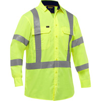 Bisley&reg; X-Back Long Sleeve Work Shirt with X-Airflow, Poly-Cotton, Small, High Visibility Lime-Yellow Groupe Belzile Dickner