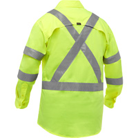 Bisley&reg; X-Back Long Sleeve Work Shirt with X-Airflow, Poly-Cotton, Small, High Visibility Lime-Yellow Groupe Belzile Dickner