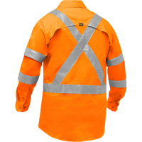 Bisley&reg; X-Back Long Sleeve Work Shirt with X-Airflow, Poly-Cotton, Small, High Visibility Orange Groupe Belzile Dickner