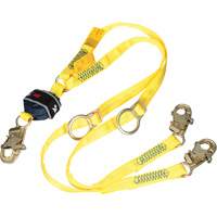 Twin-Leg Tie-Back Web Shock-Absorbing Lanyard, 6', Snap Hook Center, Snap Hook Leg Ends, Polyester Groupe Belzile Dickner