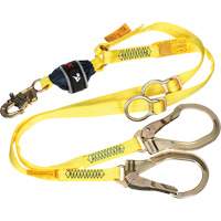 Twin-Leg Tie-Back Web Shock-Absorbing Lanyard, 6', Rebar Hook Center, Snap Hook Leg Ends, Polyester Groupe Belzile Dickner