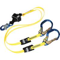 Twin-Leg Arc Flash Coated Web Shock-Absorbing Lanyard, 6', Rebar Hook Center, Snap Hook Leg Ends Groupe Belzile Dickner