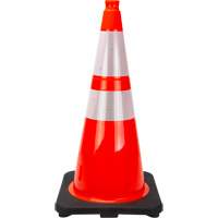 C&ocirc;ne de signalisation de premi&egrave;re qualit&eacute;, 28", Orange, Bande(s) r&eacute;fl&eacute;chissante(s) 4" & 6" Groupe Belzile Dickner