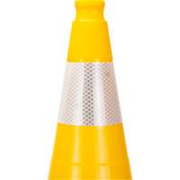 C&ocirc;ne de signalisation de premi&egrave;re qualit&eacute;, 28", Jaune, Bande(s) r&eacute;fl&eacute;chissante(s) 4" Groupe Belzile Dickner