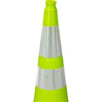 C&ocirc;ne de signalisation de premi&egrave;re qualit&eacute;, 36", Vert lime, Bande(s) r&eacute;fl&eacute;chissante(s) 4" & 6" Groupe Belzile Dickner