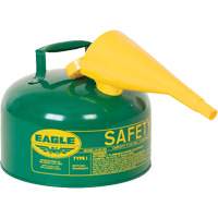 Bidon de s&eacute;curit&eacute; pour les combustibles avec entonnoir, Type I, Acier galvanis&eacute;, 2,5 gal. US, Vert, Homologu&eacute; FM/List&eacute; UL/ULC Groupe Belzile Dickner