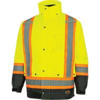 5057 Pioneer&reg; Yukon 7-in-1 Waterproof Winter Safety Parka, Polyester, Black/High Visibility Lime-Yellow, X-Small Groupe Belzile Dickner