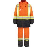 Ensemble de pluie haute visibilit&eacute; en tissu 150 deniers, Polyester, Petit, Orange haute visibilit&eacute; Groupe Belzile Dickner