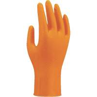 709HVO High-Visibility Disposable Gloves, 7/Small, Nitrile, 8-mil, Powder-Free, Orange Groupe Belzile Dickner