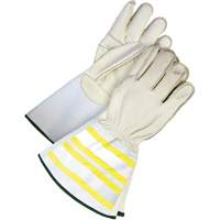 High-Visibility Utility Gloves with 6.25" Cuff, Small, Grain Cowhide Palm Groupe Belzile Dickner