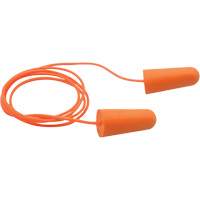 Bouchons d'oreilles coniques jetables en mousse de PU orange SEALTEC33, Avec cordon, Vrac - Boîte, 33 dB NRR, Taille unique Groupe Belzile Dickner
