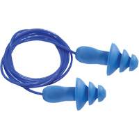 Bouchons d'oreilles r&eacute;utilisables bleus 100 % d&eacute;tectables par m&eacute;tal SEALTEC TipGrip, Avec cordon, Taille unique, Vrac - Boîte, NRR dB 26 dB Groupe Belzile Dickner