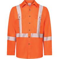 Chemise de travail haute visibilit&eacute; &agrave; bandes segment&eacute;es 7 oz de luxe Avenger, Style 652, Hommes, Petit, Orange Groupe Belzile Dickner