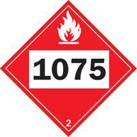 1075 Liquefied Petroleum Flammable Gas TDG Placard, Plastic Groupe Belzile Dickner